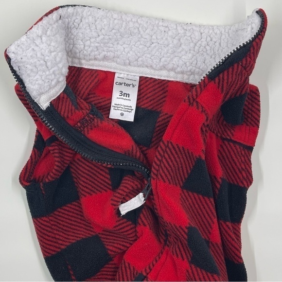 CARTER’S Fleece Buffalo Plaid 3m Soft Kids Vest - Picture 3 of 5